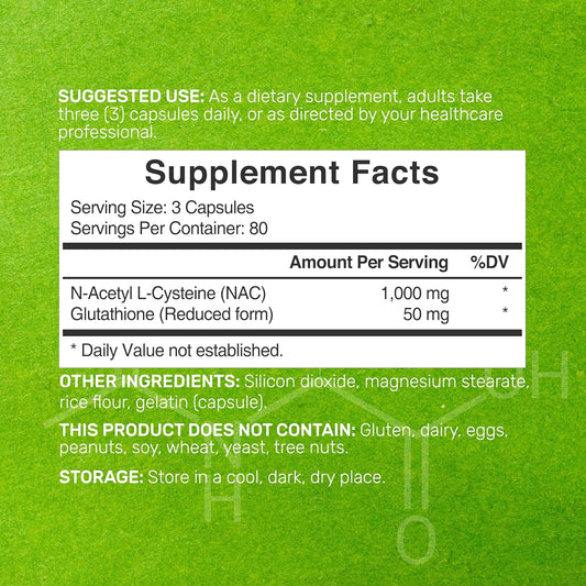Nac Supplement (N-Acetyl Cysteine) 1,000*Mg Per Serving With Reduced Glutathione, 240*Capsules