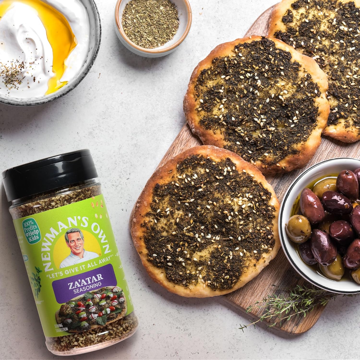 Newman's Own Za'atar Seasoning; Perfect Spices with Tahini; No MSG, Gluten Free; Kosher; 7.8 Oz. Bottle : Grocery & Gourmet Food