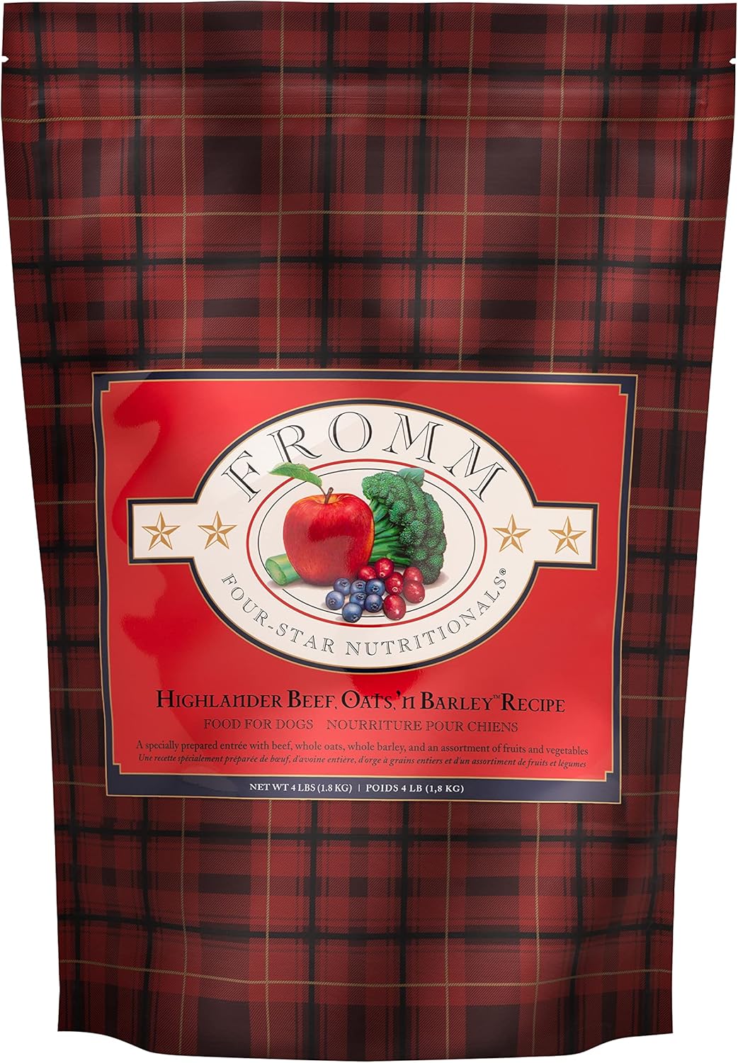 Fromm Four-Star Nutritionals Highlander Beef, Oats, & Barley Dog Food - Premium Dry Dog Food - Beef Recipe - 4 Lb