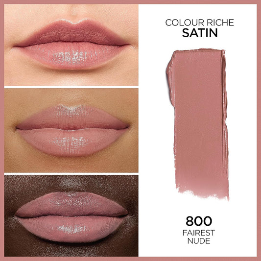 L’Oréal Paris Colour Riche Original Creamy, Hydrating Satin Lipstick With Argan Oil And Vitamin E, Fairest Nude , 1 Count