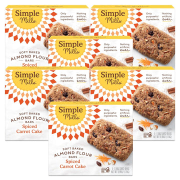 Simple Mills Almond Flour Snack Bars, Spiced Carrot Cake - Gluten Free, Made with Organic Coconut Oil, Breakfast Bars, Healthy Snacks, Paleo Friendly, 6 Ounce (Pack of 6)