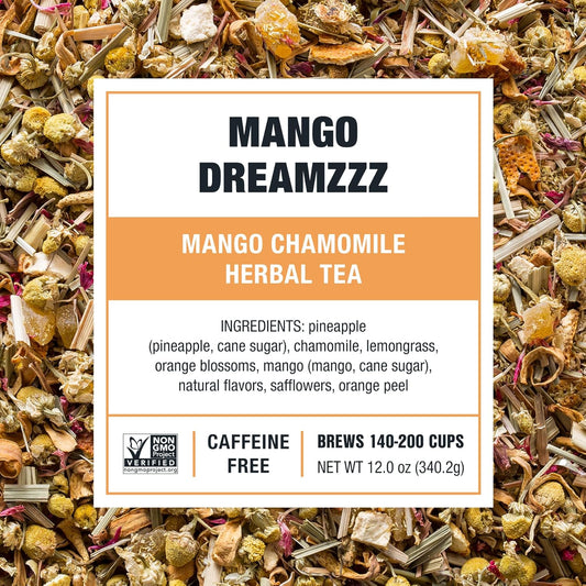 Tiesta Tea - Mango Dreamzzz, Mango Chamomile Herbal Tea, Premium Loose Leaf Tea, Non Caffeinated Tea, 200 Cups - 12Oz Resealable Bulk Pouch