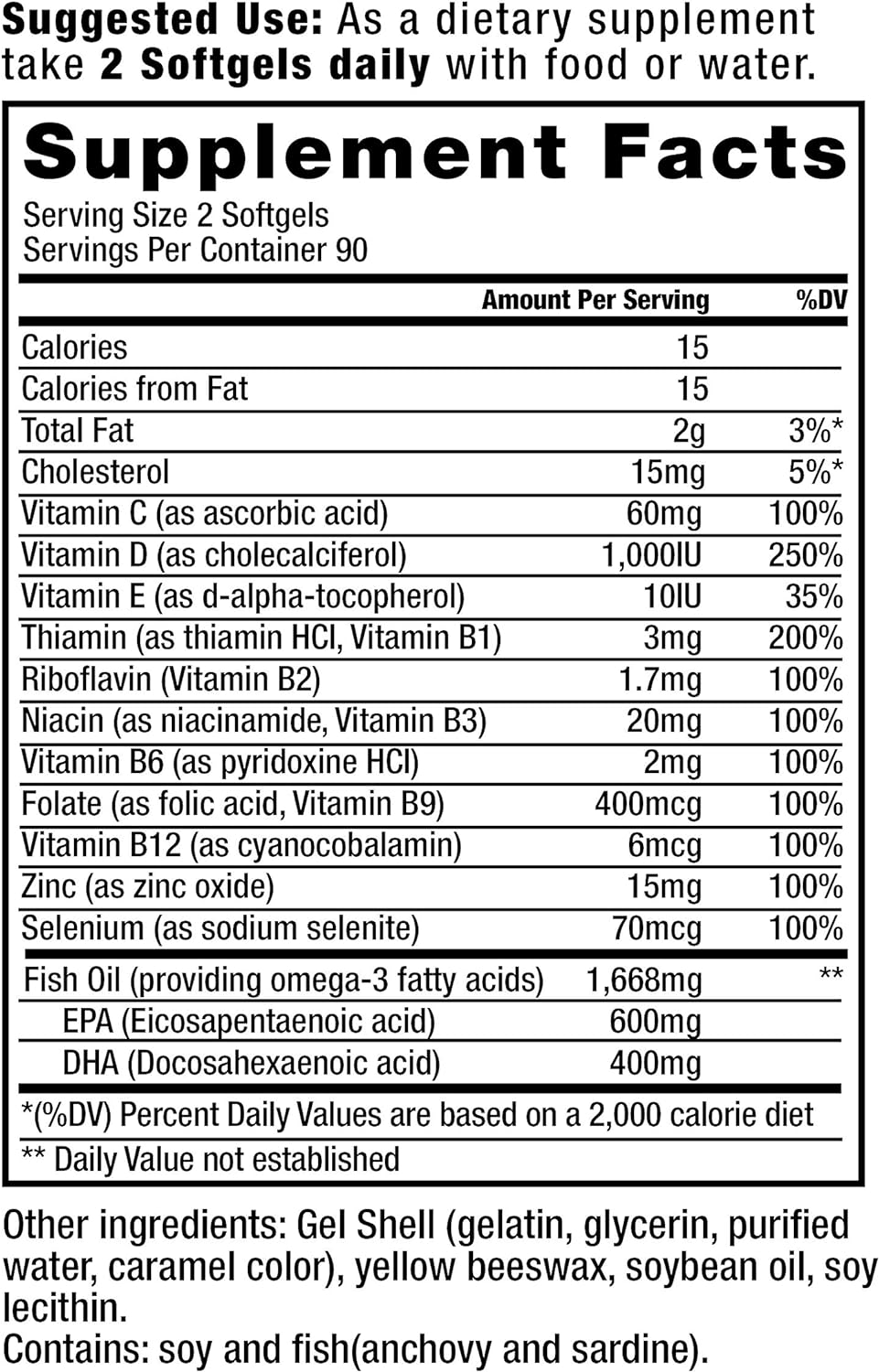 Cardiamin Heart Health and General Wellness Multivitamins 90-Day Supply : Health & Household