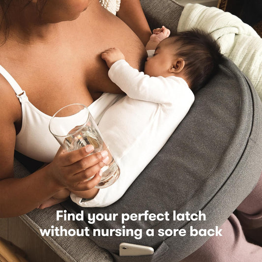 Adjustable Nursing Pillow | Customizable Breastfeeding Pillow for Mom + Baby Comfort with Back Support, Adjustable Wrap Around Waist Strap, Pockets for Heat Relief