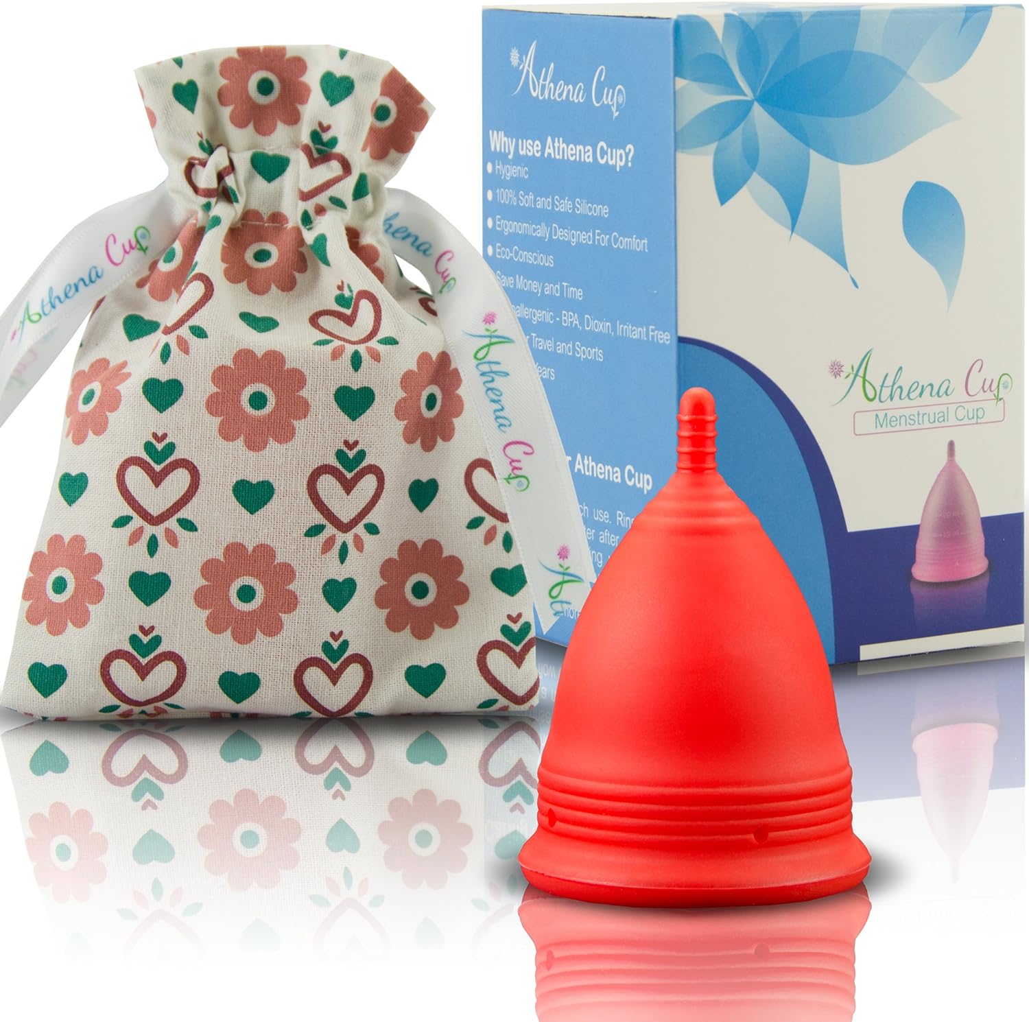 Athena Menstrual Cup - The Original Softer Reusable Period Cup Made for Comfort - Perfect Menstruation Cup for Beginner to Experienced Users - Easy to Use Tampon and Pad Alternative : Health & Household