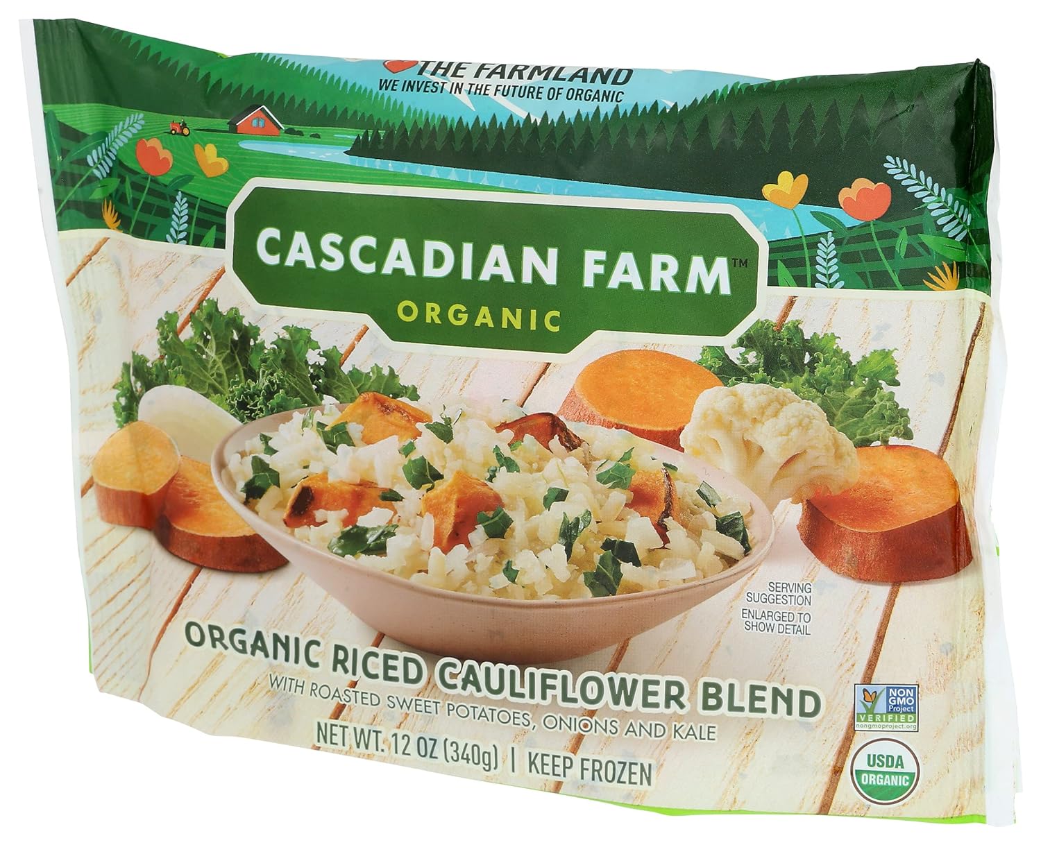 Cascadian Farm Organic Frozen Riced Cauliflower Blend With Roasted Sweet Potatoes, Onions & Kale, 12 oz. : Grocery & Gourmet Food