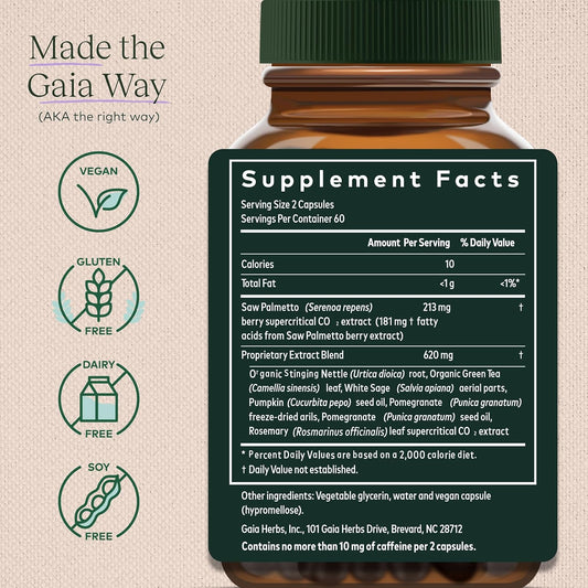 Gaia Herbs Prostate Health - Supports Prostate Health And Function For Men - With Saw Palmetto, Green Tea, Nettle Root, And White Sage - 120 Vegan Liquid Phyto-Capsules (40-Day Supply)