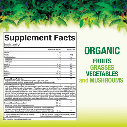 Natural Factors Whole Earth & Sea From, Organic Fermented Greens, Vegan Whole Food Supplement, Unflavored, 6.9 Oz
