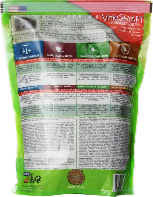 Vitakraft Vita Smart Sugar Glider Food - High-Protein Blend - Nutrient-Fortified With Essential Vitamins And Minerals 28 Fl Oz (Pack Of 1)