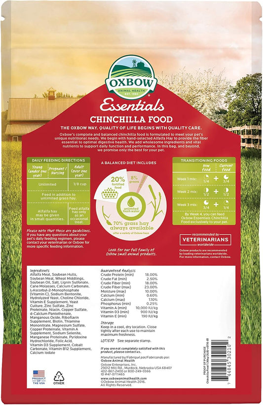 Oxbow Essentials Chinchilla Food - All Natural Chinchilla Food - 3 Lb 9 (Packaging May Vary)