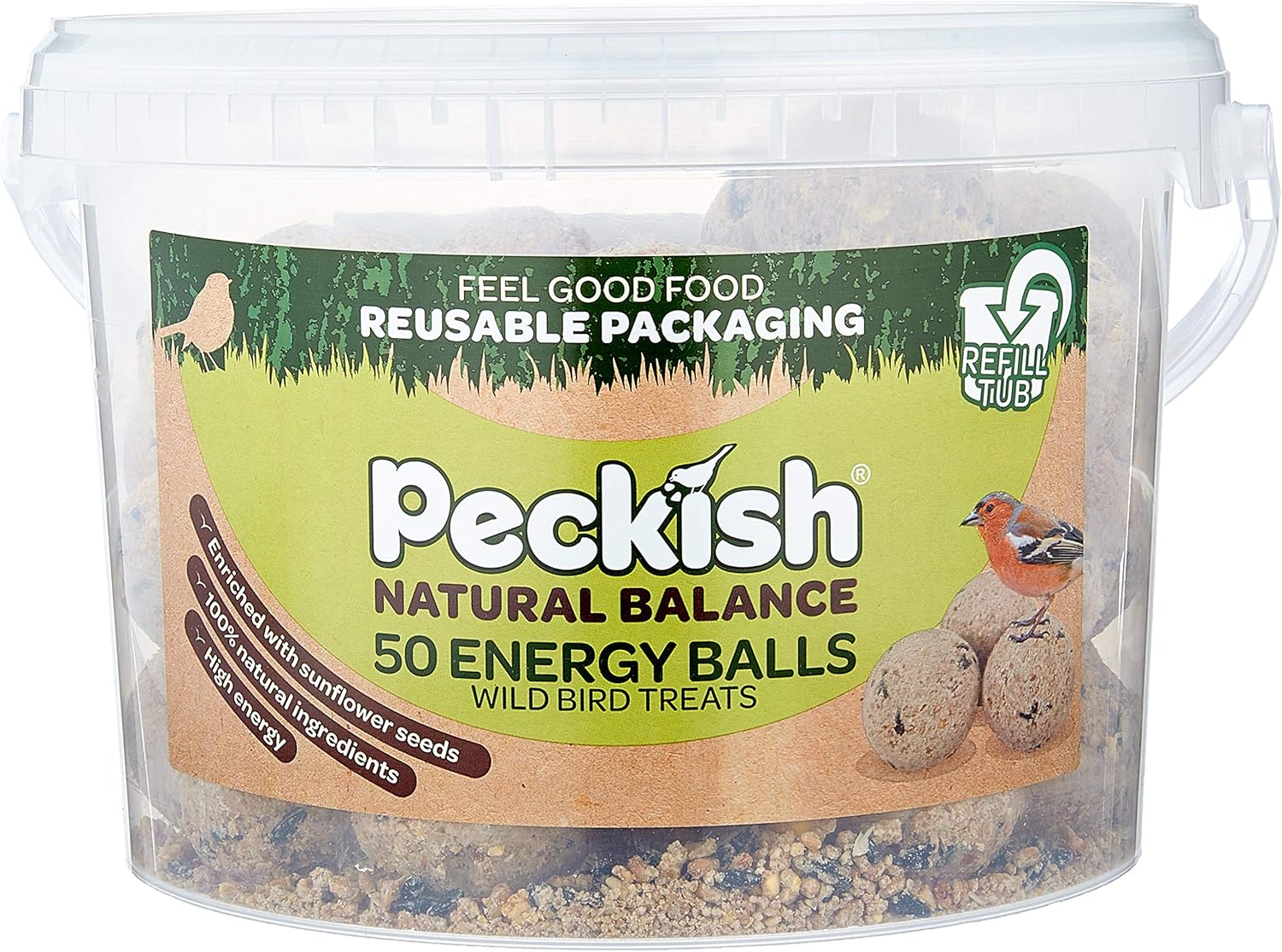 Peckish Natural Balance Energy Suet Fat Balls for Wild Birds, 50 Tub, 27 x 27.5 x 19 cm?60051237