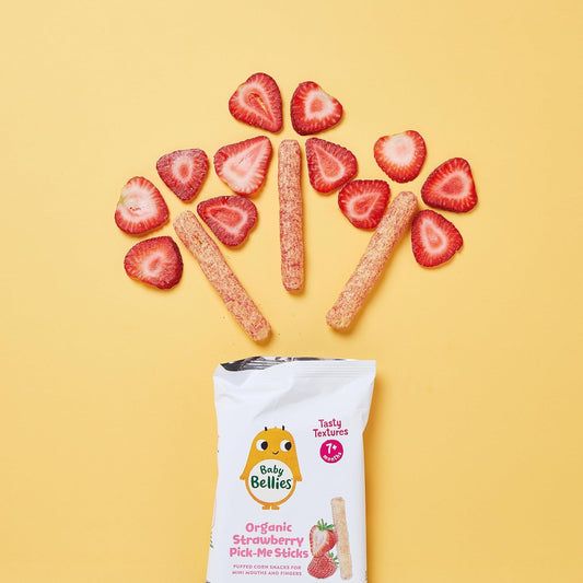 Little Bellies Organic Strawberry Pick-Me Sticks Baby Snack (Pack Of 10 X 0.56 Oz Individual Packs)