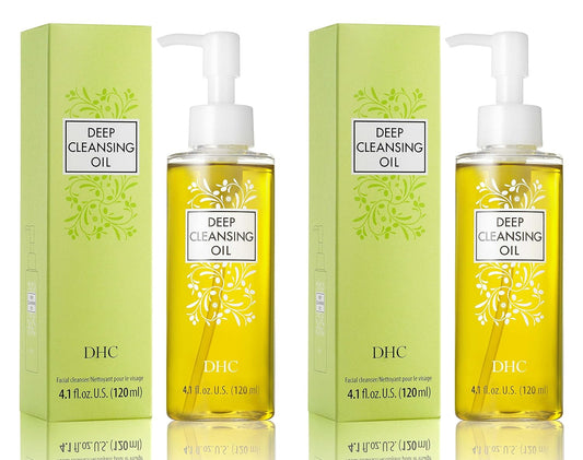 Dhc Deep Cleansing Oil Medium 2 Pack, Facial Cleansing Oil, Makeup Remover, Cleanses Without Clogging Pores, Residue-Free, Fragrance And Colorant Free, All Skin Types, 4.1 Fl. Oz