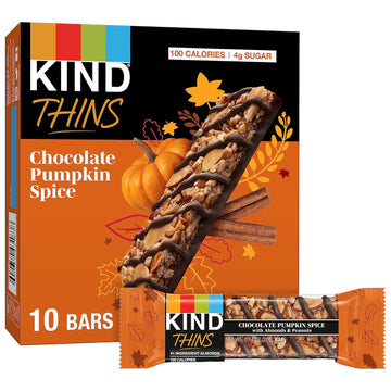 Kind Thins Chocolate Pumpkin Spice With Almonds & Peanuts, Gluten Free, 100 Calorie, Healthy Snacks (Pack Of 1, 10 Count Total)