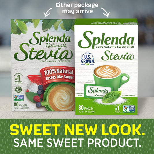 Splenda Stevia Zero Calorie Sweetener, Plant Based Sugar Substitute Granulated Powder, Single Serve Packets, 80 Count