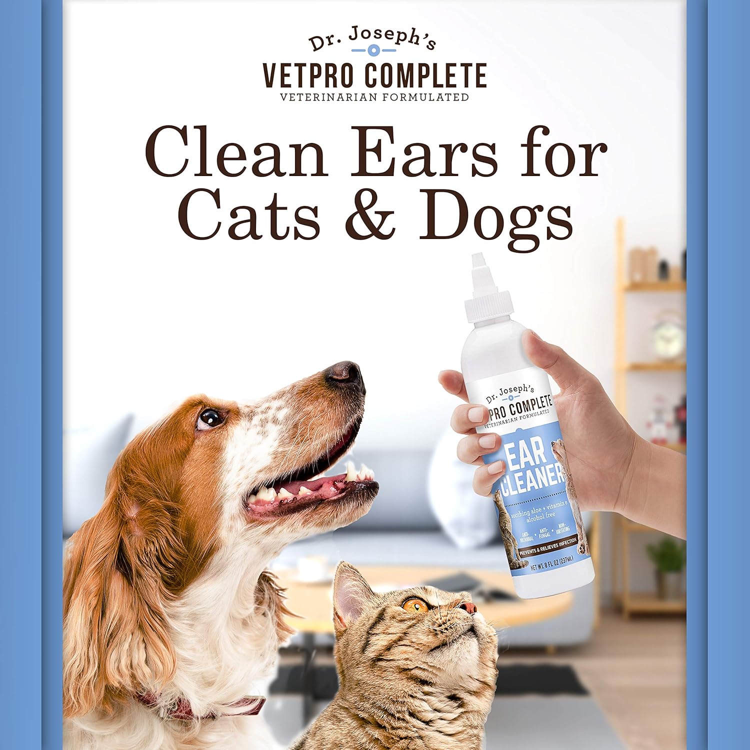 VetPro Complete Dog Ear Cleaner, 8 Ounces, Gentle Dog and Cat Ear Cleaner Solution Wash with Aloe and Vitamin E, Dog Ear Drops to Remove Wax and Debris, Reduces Odor : Pet Supplies