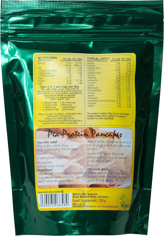 Veganicity Protein Complex Powder : Natural And Unflavoured 70% Vegan Protein Combination : 250G, In A Recyclable Pouch