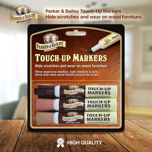 Parker & Bailey Touch-Up Markers - Furniture Markers Touch Up Furniture Scratch Repair Markers Wood Floor Scratch Remover Wood Marker Wood Stain Marker for Wood Furniture Wood Pens for Scratches