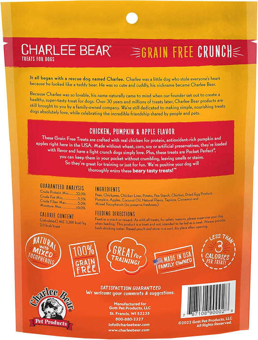 Charlee Bear Grain-Free Bear Crunch Chicken, Pumpkin & Apple Flavor - Net Wt 8 Oz