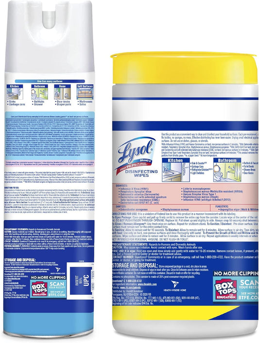 Lysol Disinfectant Multi-Surface Cleaning Wipes, Lemon And Lime Blossom, 80 Count (Pack Of 4) Sanitizing Spray, Crisp Linen, 19 Fl Oz Each 2)