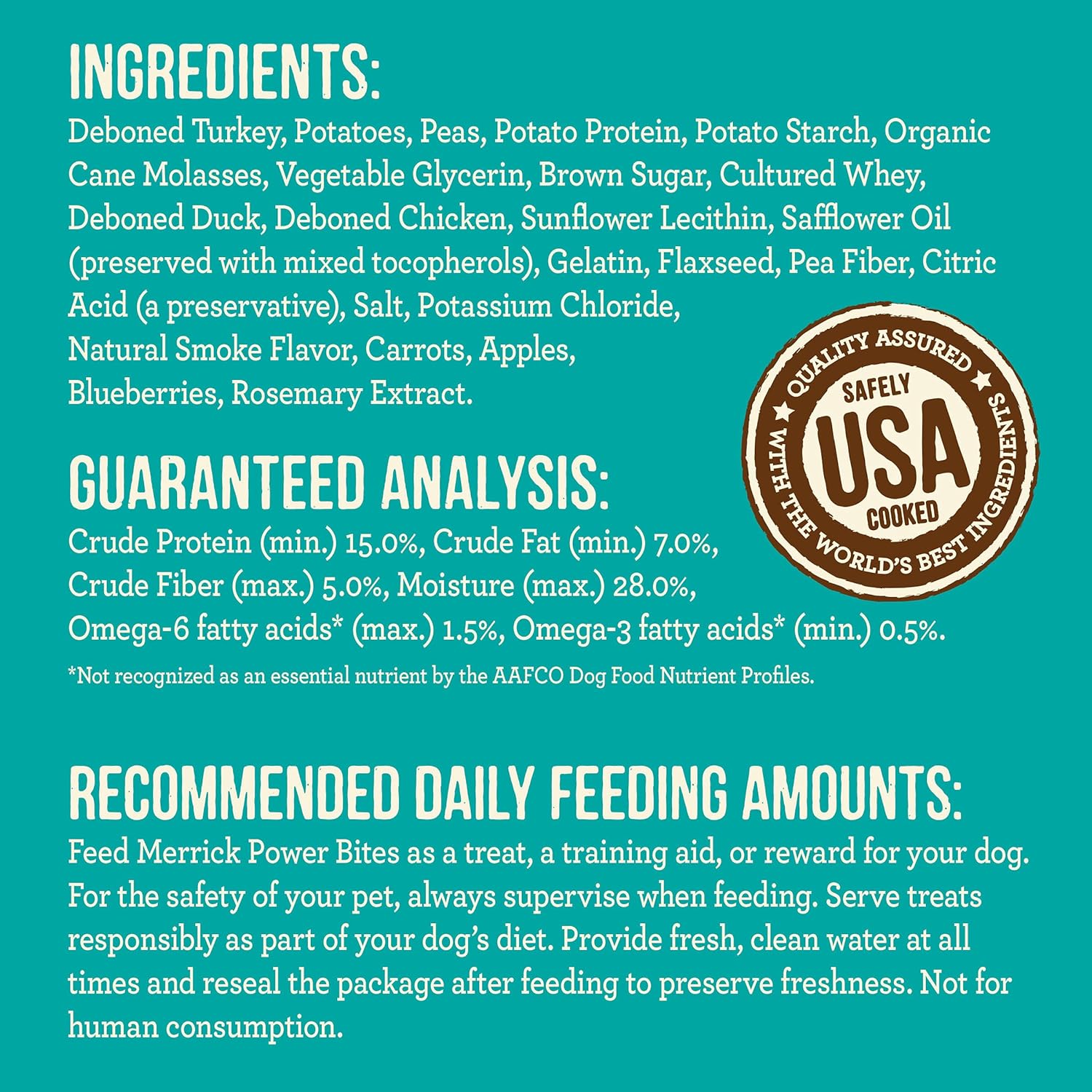 Merrick Power Bites Natural Soft And Chewy Real Meat Dog Treats, Grain Free Snack, Real Turducken Recipe - 6 oz. Bag : Pet Supplies