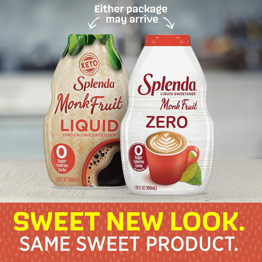 Splenda Monk Fruit Liquid Zero Calorie Sweetener Drops, 3.38 Fl Oz Bottle (Pack Of 1)