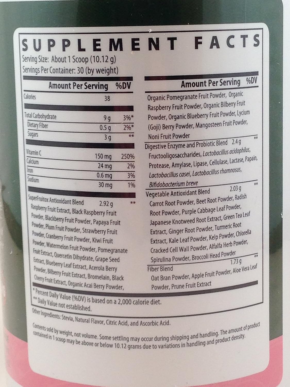 Nutridyn Fruit & Greens Super Food Antioxidant Supplement, Certified Organic, Gluten-Free And Non-Gmo Super Fruit/Vegetable (Pink Lemonade) : Health & Household