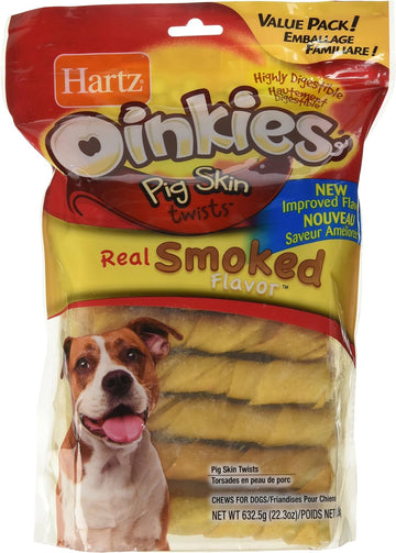 Hartz Oinkies Pig Skin Twists Chews For Dogs