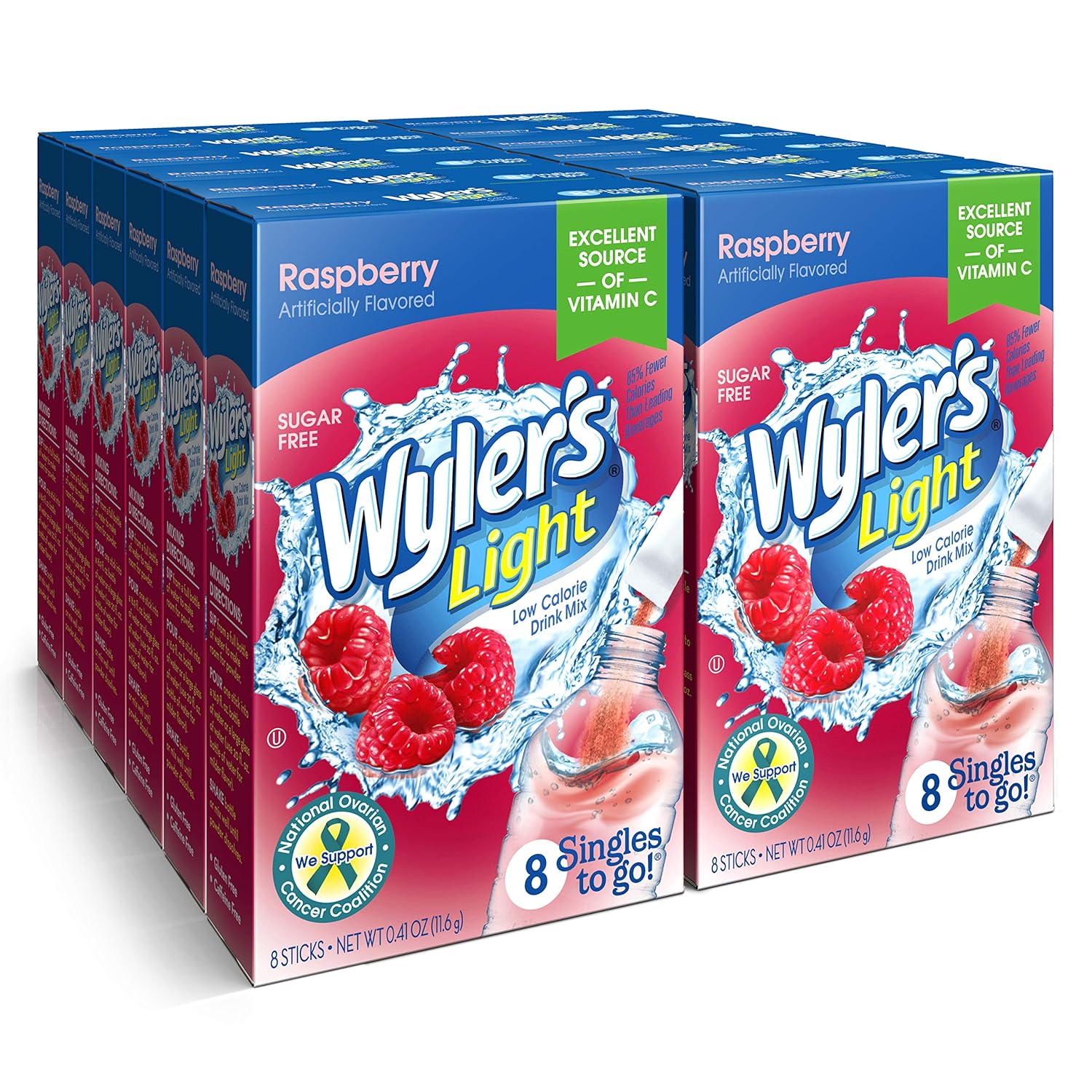 Wyler'S Light Singles To Go Powder Packets, Water Drink Mix, Raspberry, 8 Packets Per Box, 96 Total Packets (Pack Of 12)