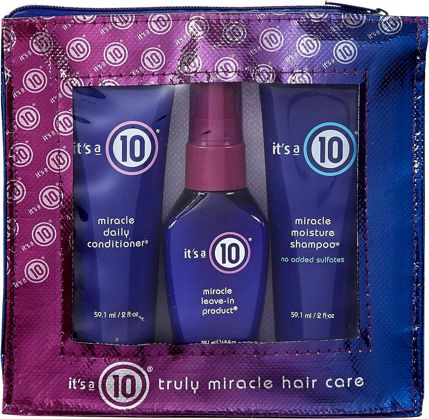 It's a 10 Haircare Miracle Daily Travel Set- Shampoo, Conditioner, and Leave-In Product, 2 fl. oz. ea