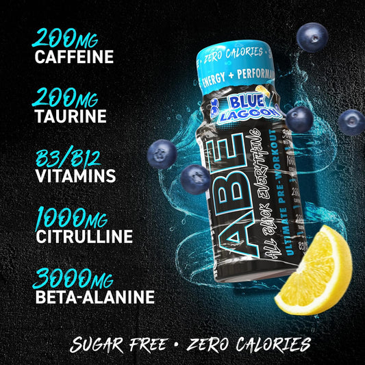 Applied Nutrition Abe Pre Workout Shot - All Black Everything Pre Workout Energy Shots, Physical Performance With Citrulline, Beta Alanine, Caffeine (Box 12 Units X 60Ml) (Energy Flavour)