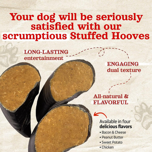 Natural Farm Peanut Butter Flavor Filled Cow Hooves for Dogs (4-Pack), Long-Lasting Natural Beef Bone Treats, Best for Small, Medium & Large Dogs