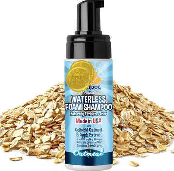 Bodhi Dog Waterless Foaming Shampoo | Natural Pet Shampoo For Dogs & Cats | Waterless Dry Shampoo For Bathless Cleaning | No Rinse Required | Made In Usa (Oatmeal, 8Oz)