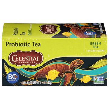 Celestial Seasonings Green Tea, Probiotic Tea, Contains Caffeine, 16 Tea Bags (Pack Of 6) (Packaging May Vary)