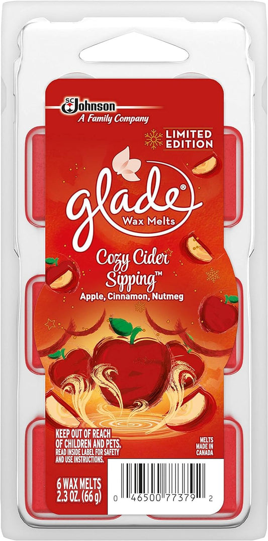 Glade Wax Melts Air Freshener - Limited Edition - Winter Collection 2017 - Cozy Cider Sipping - 6 Count Wax Melts Per Package - Pack of 2 Packages