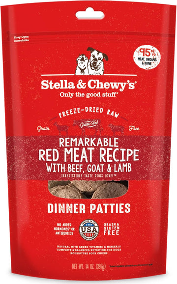 Stella & Chewy's Freeze Dried Raw Dinner Patties – Grain Free Dog Food, Protein Rich Remarkable Red Meat Recipe – 14 oz Bag