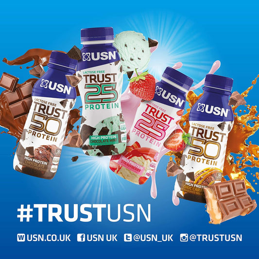 Usn Trust 50 Pre-Mixed & Ready To Drink Protein Shake Bottles: 6 X 500 Ml Banana High Protein Recovery Drinks