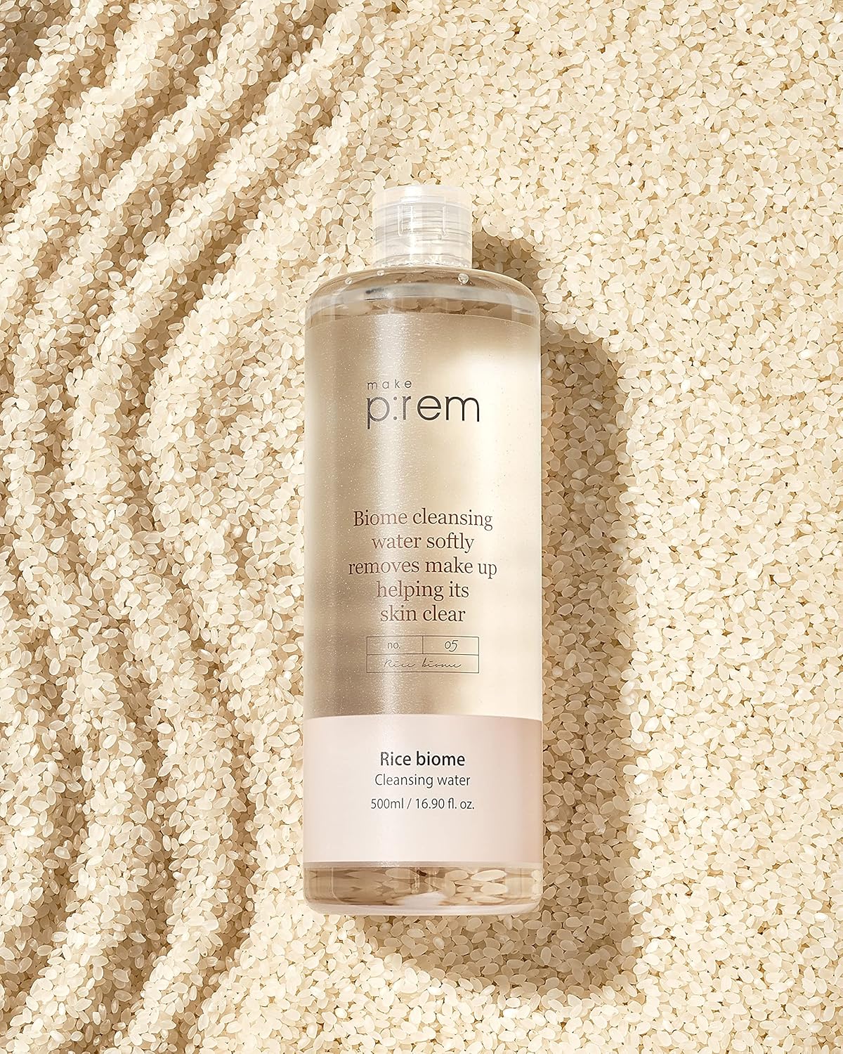 Make P:Rem Pure Biome Facial Cleansing Water, Hypoallergenic Korean Rice Makeup Remover, Refines Skin Texture With Rice Protein, Eve Vegan, Korean Skin Care, 500Ml, 16.90 Fl.Oz