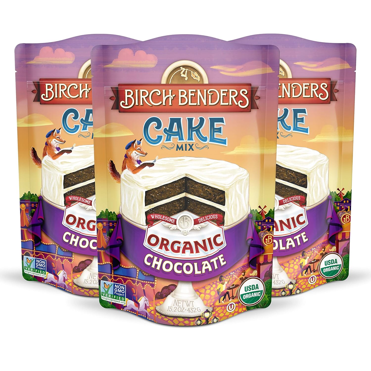 Organic Chocolate Cake Mix by Birch Benders, 3 Pack (15.2oz each)