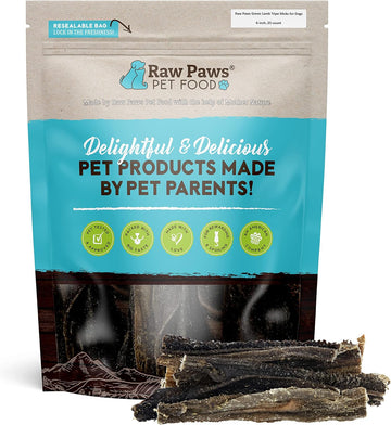 Raw Paws Green Lamb Tripe Sticks for Dogs, 25-Pack - Single Ingredient, Crunchy Green Tripe Lamb Dog Treats - Grass-Fed, Free Range Dehydrated Lamb Tripe for Dogs All Natural Dog Chews