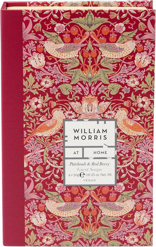 William Morris At Home Patchouli & Red Berry Guest Soaps | Enriched With Vitamins | Cruelty Free & Vegan Friendly | 4 X 50G