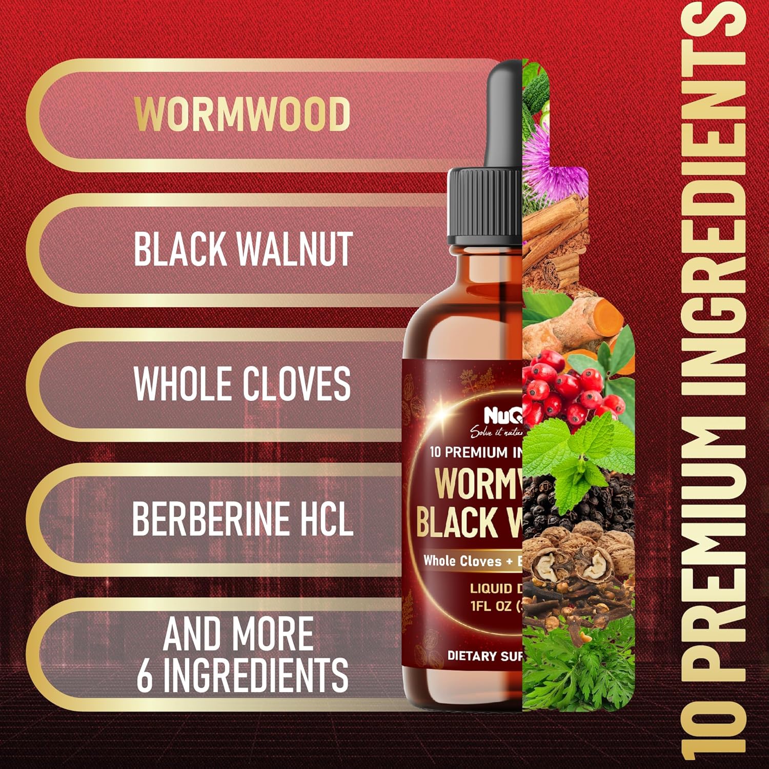 10In1 Wormwood Liquid Drops With Wormwood, Black Walnut, Whole Cloves, Berberine, Milk Thistle, Turmeric, Ginger, Milk Thistle And More - 30Ml Liquid Drops For 30Days : Health & Household