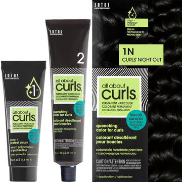 All About Curls 1N Curls Night Out (Rich Black - Neutral Undertone) Permanent Hair Color (Prep + Protect Serum & Hair Dye For Curly Hair) - 100% Grey Coverage, Nourished & Radiant Curls