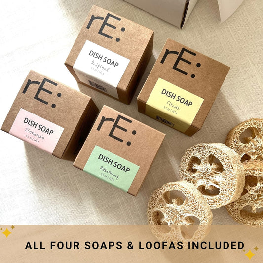 rE: Eco-Friendly Dish Soap Bars with Loofah Holder - Clean Dishes, Clean Planet, Tough on Grime, Gentle on Hands - Assorted : Health & Household
