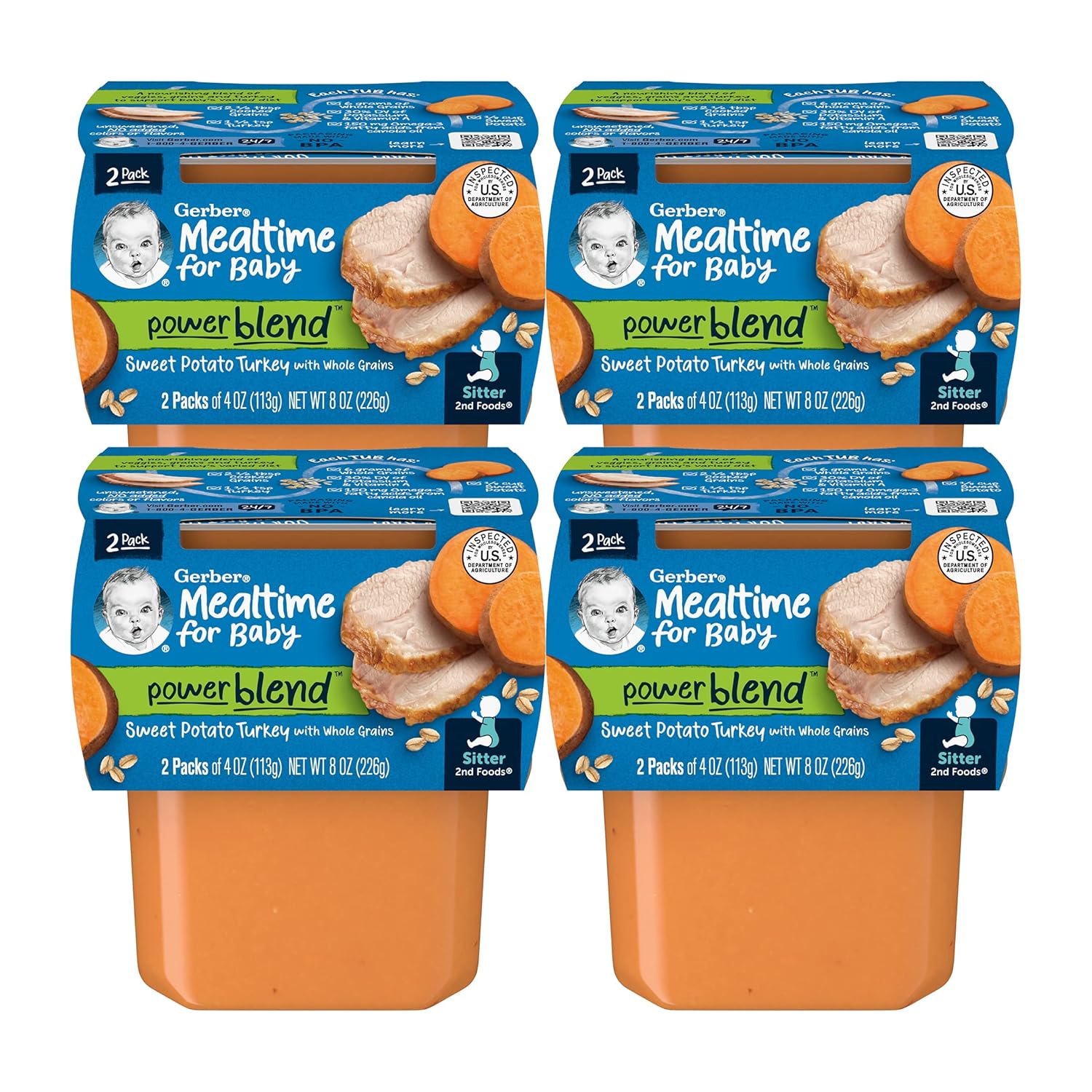 Gerber Mealtime For Baby 2Nd Foods Powerblend Baby Food Tubs (Sweet Potato Turkey)