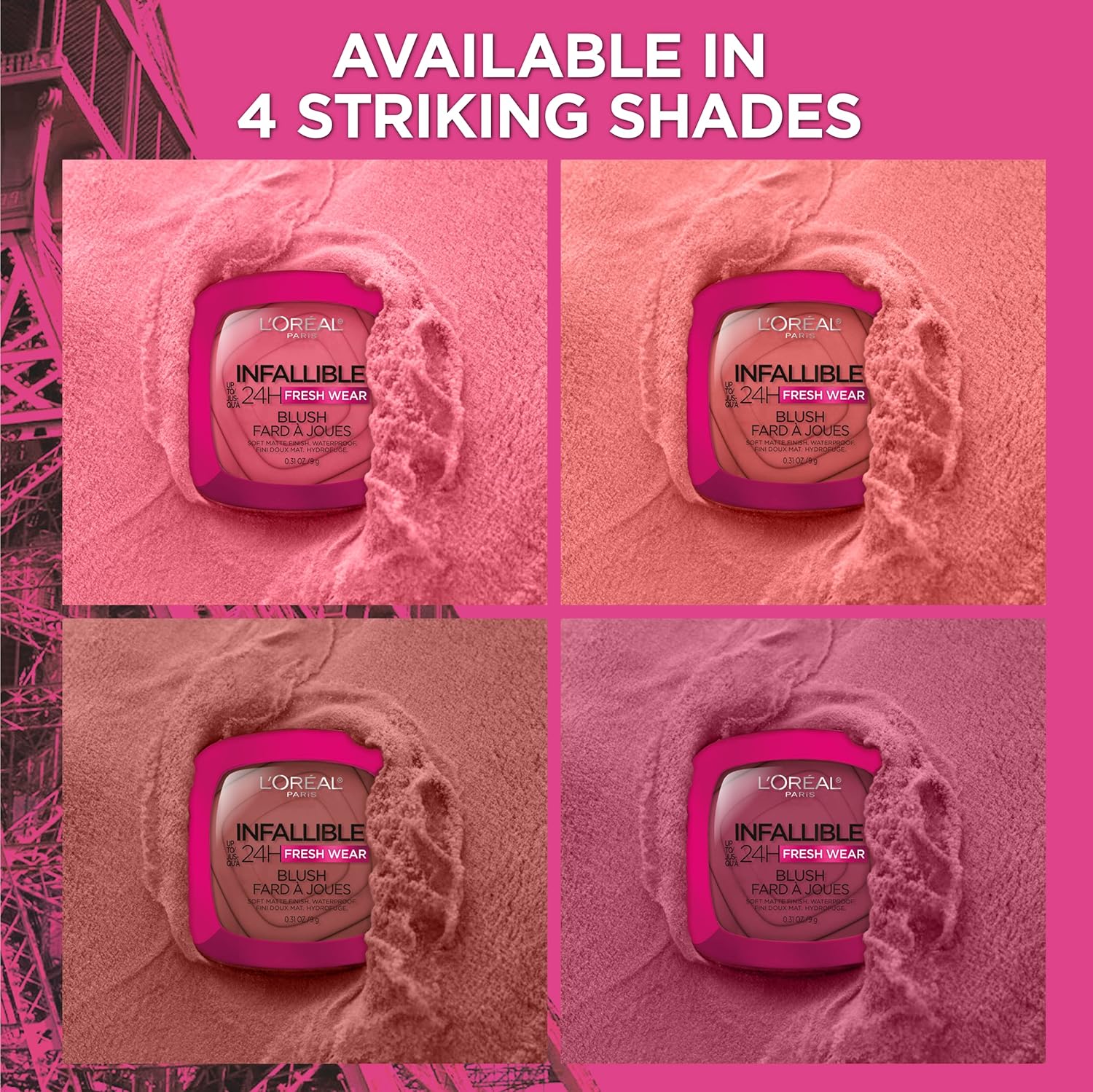 L'Oreal Paris Infallible Up to 24H Fresh Wear Soft Matte Blush, Blendable, Long-Lasting and Waterproof Cheek Make Up, Legendary Berry 15, 0.31 Oz : Everything Else