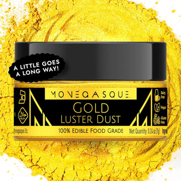 Monégasque Gold Luster Dust Edible Glitter For Cocktails 7G – Premium Edible Gold Dust – Edible Luster Dust – Gold Edible Glitter For Drinks – Drink Glitter Edible Dust – Edible Glitter For Cakes