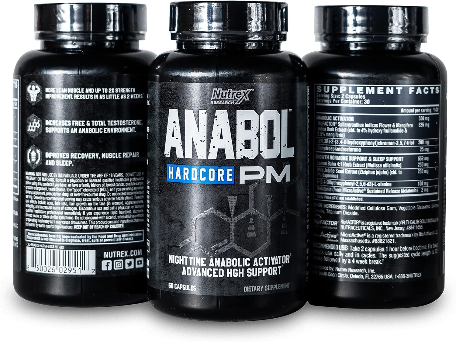 Anabol PM Nighttime Muscle Builder & Sleep Aid | Anabolic Muscle Building Supplement | Clinically Researched RIPFACTOR, Epicatechin & More | Post Workout Muscle Recovery & Strength – 60 Pills : Health & Household