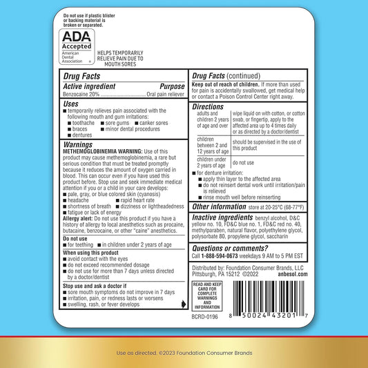 Anbesol Maximum Strength Oral Anesthetic Liquid - 0.41 Fl Oz (Packaging May Vary)