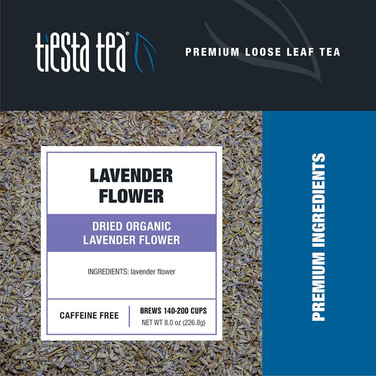 Tiesta Tea - Dried Organic Lavender Flower | Premium Loose Leaf Tea Blend | Non-Caffeinated Tea | Make Hot Or Iced Tea | 100% Raw Edible Lavender Buds, All Natural Flavors - 8Oz Resealable Bulk Pouch